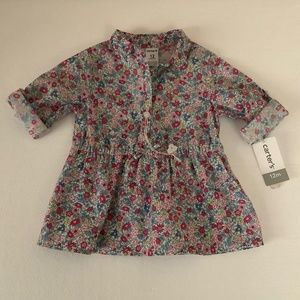 New with tag Baby girl 12 month dress/top, cuffed sleeves, floral, so cute!